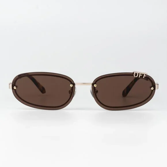 Off-White MIAMI Women Sunglasses Gold Brown Oval OERI13M MIAMI 7664 NEW AUTHENTI